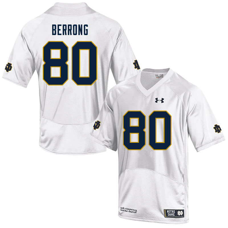 Men's NCAA Notre Dame Fighting Irish #80 Cane Berrong Stitched College Under Armour Authentic White Football Jersey ZH10R51EI